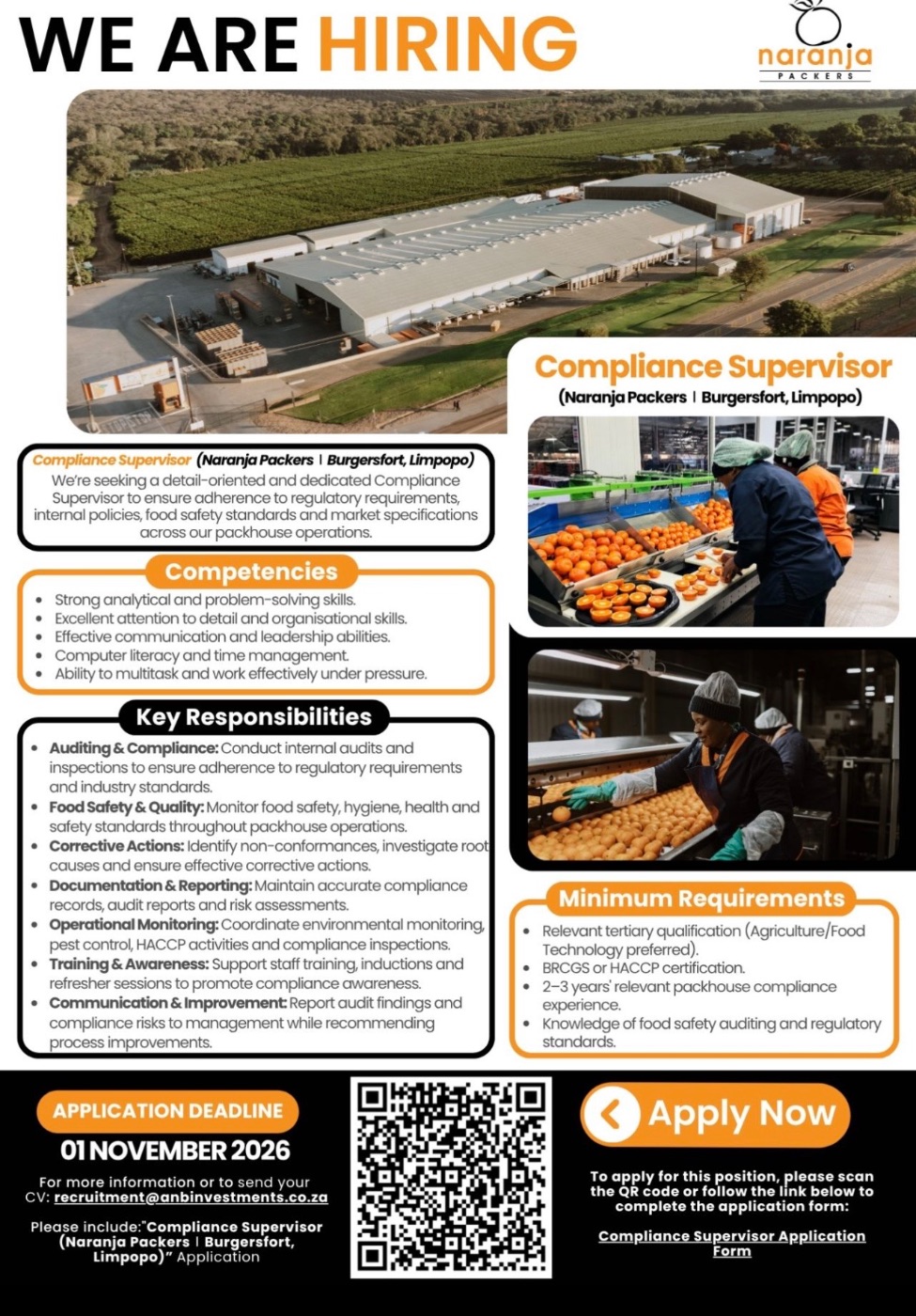Compliance Supervisor, Naranja Packers