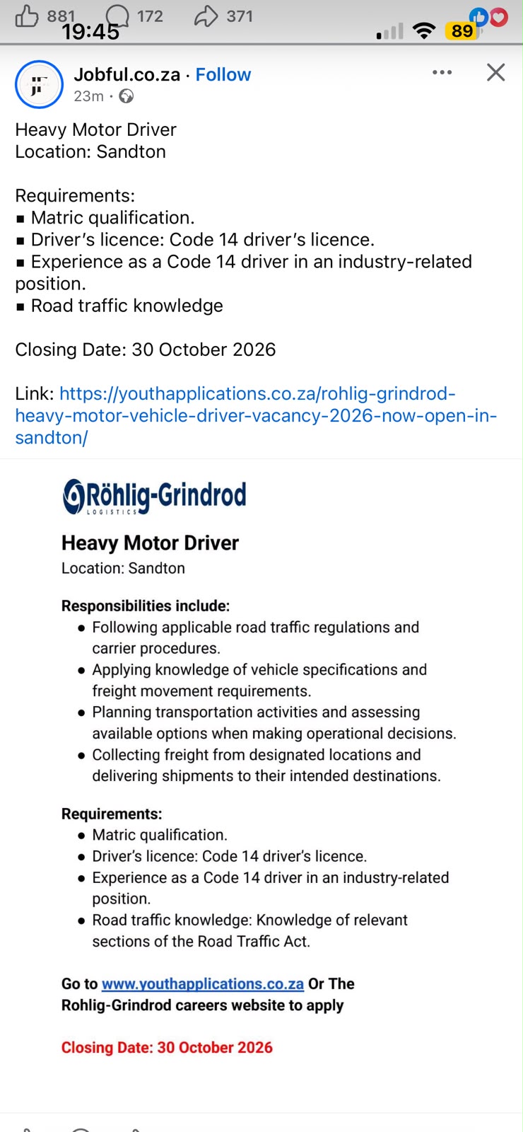 Heavy Motor Driver, Röhlig-Grindrod